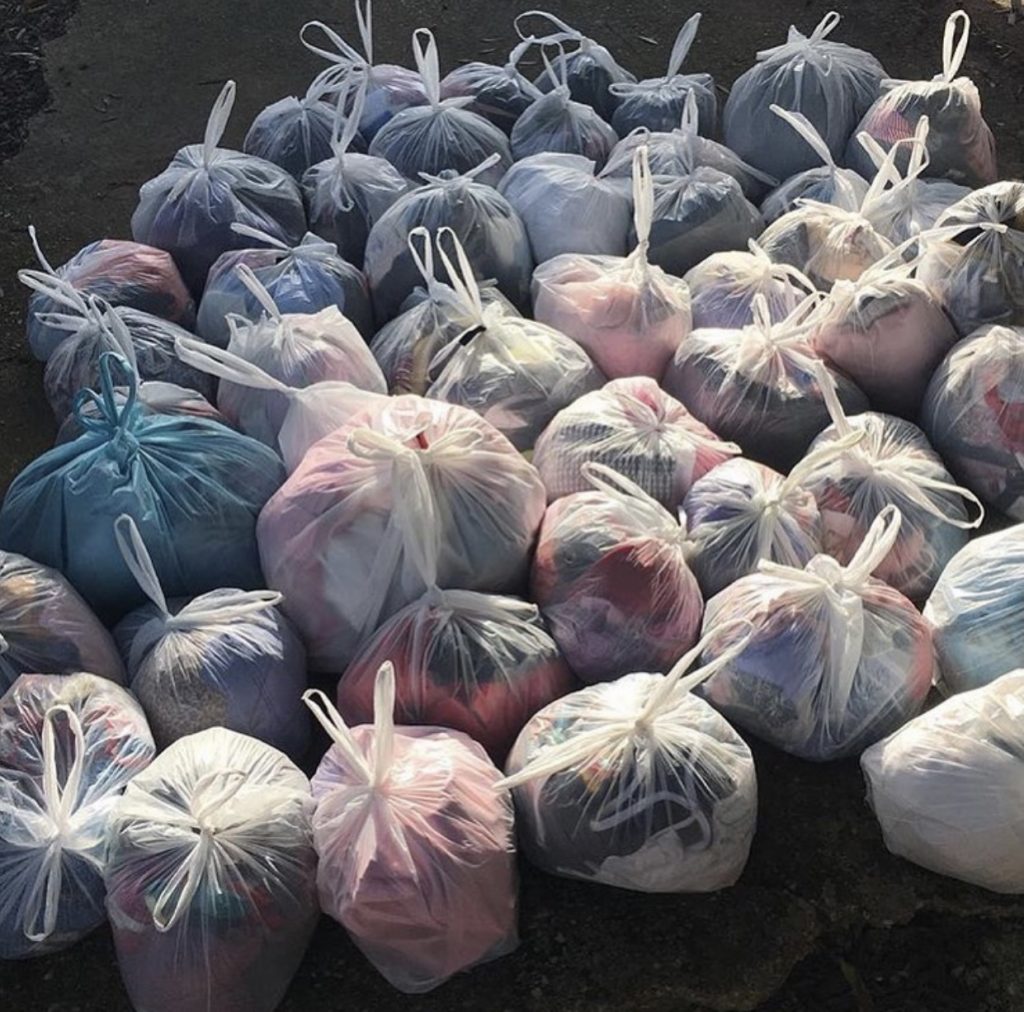 bags filled with clothing donations